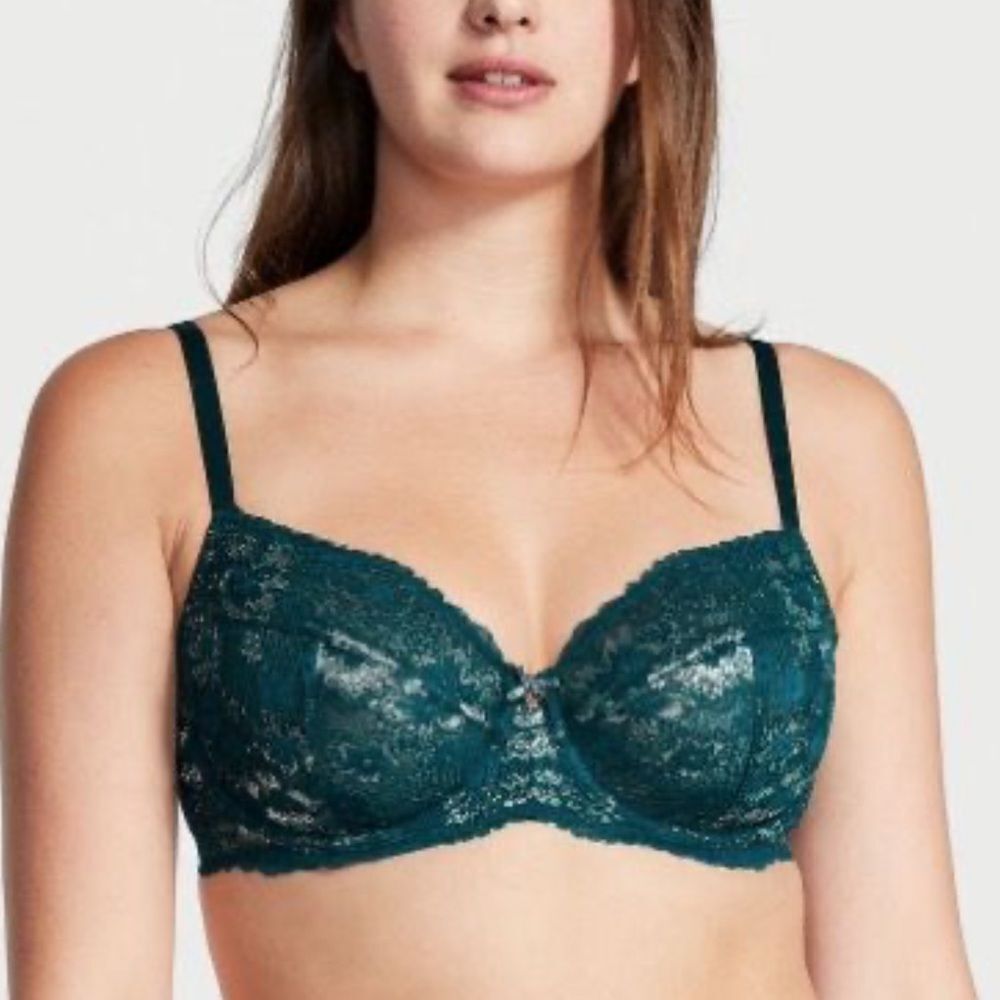 Victoria’s Secret Body by Victoria Demi Unlined Emerald Lace Bra NWT!